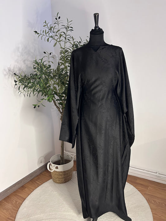 Robe satin jacquart - Flora Noir